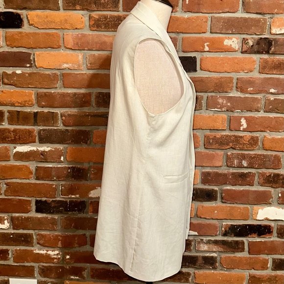 Happily Grey Ecru Sleeveless Open Front Linen Vest Size Large - Picture 5 of 8